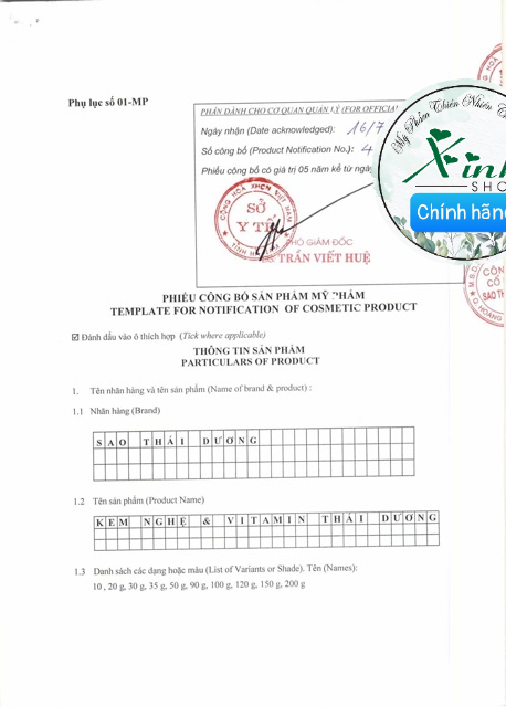 Kem nghệ thái dương  hàng chính hãng sao thái dương