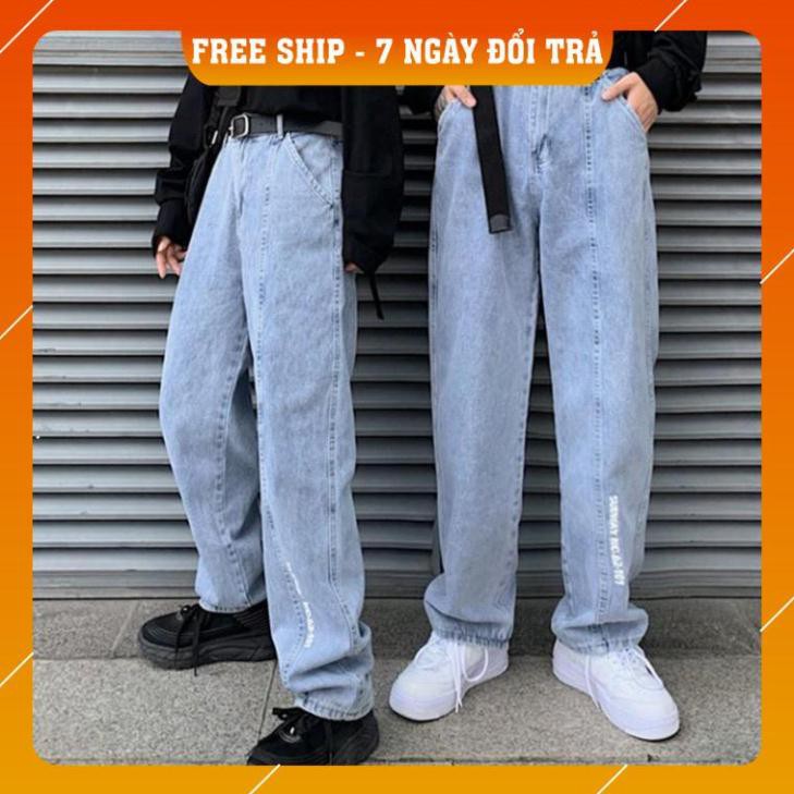 quần jean ống rộng baggy lưng cao nam nữ unisex | BigBuy360 - bigbuy360.vn