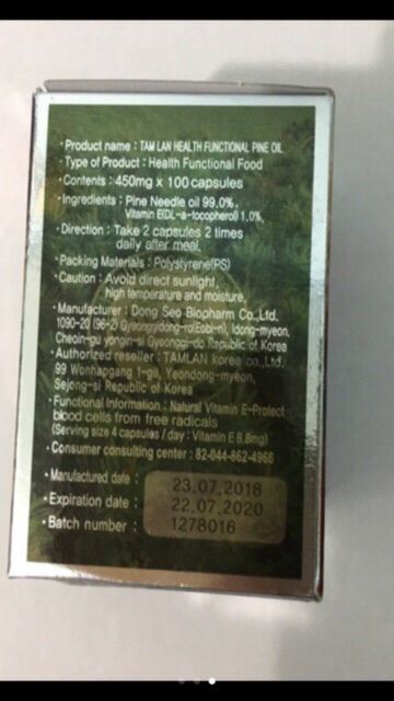 Tinh dầu Thông Đỏ Tâm Lan Health Functional Pine Oil 100 viên