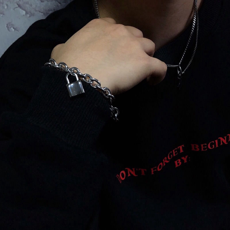 Vòng Đeo Tay Hình Ổ Khóa Độc Đáo Cá Tính Phong Cách Hip-Hop Hàn Quốc