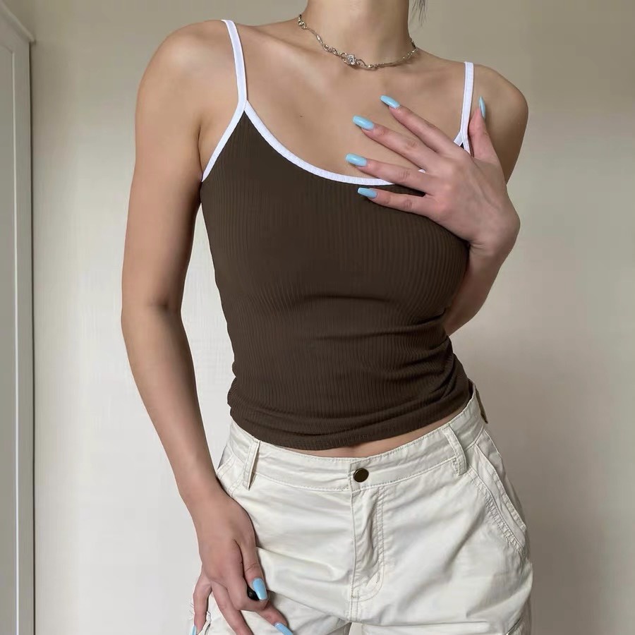 Áo Nữ Hai Dây Viền Trắng, Dáng Dài - Tharo Clothing - [AO57]