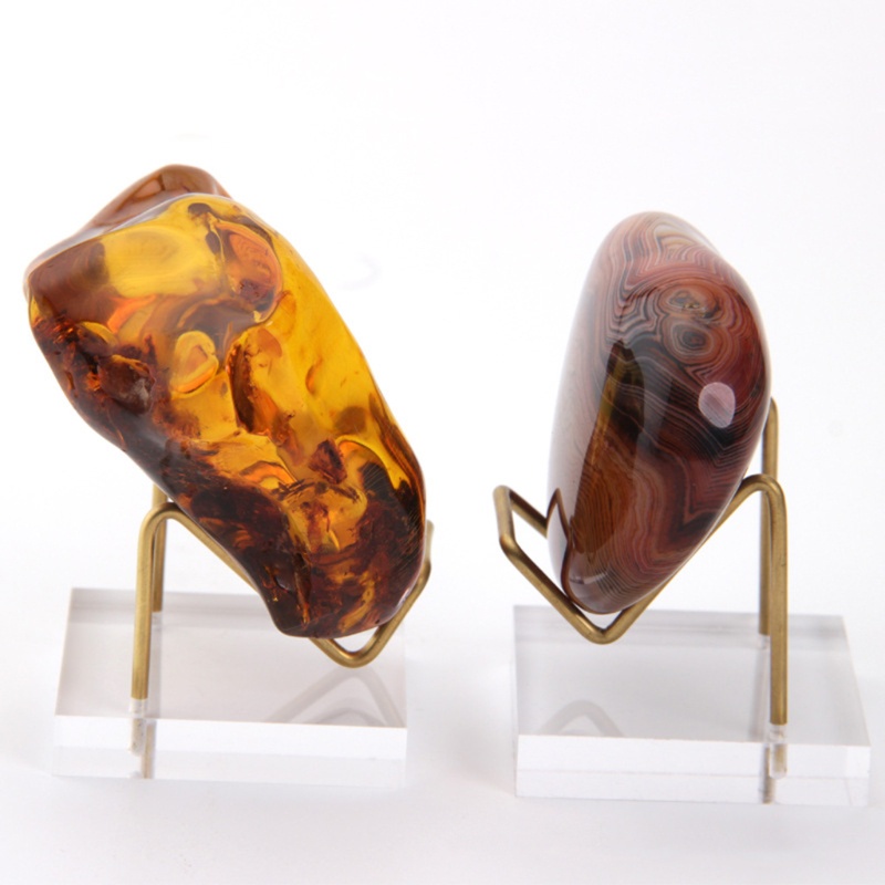 Giá đỡ trưng bày đá khoáng sản bằng kim loại với đế acrylic pha lê