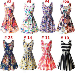 Đầm xoè nữ cộc tay in hoa