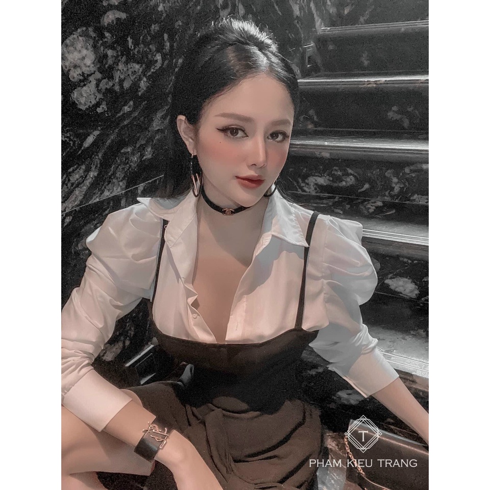 Sét Áo Yếm Phối Nơ Vải Kate Mềm Mại