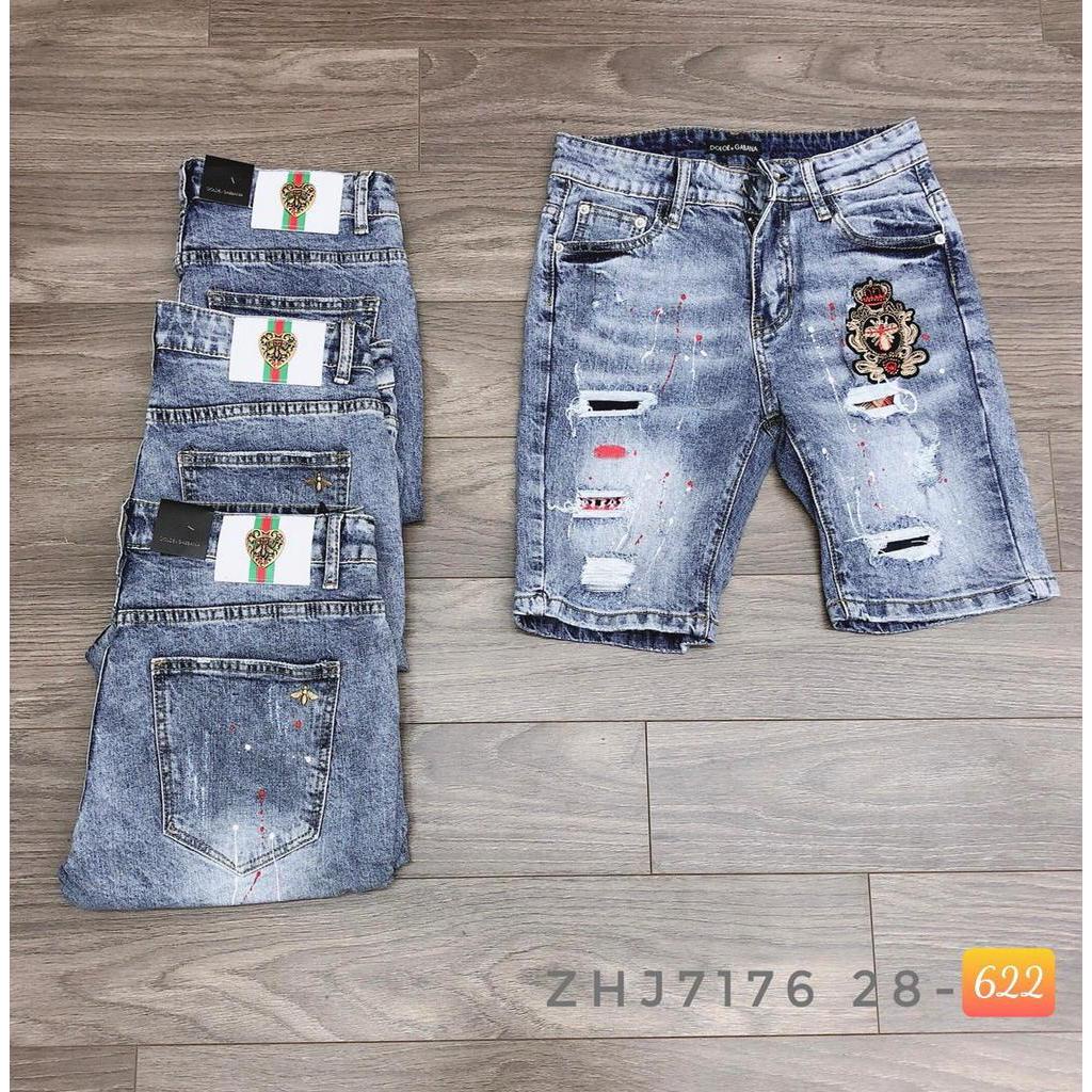 Quần short jean nam cao cấp vảy sơn ,chất liệu jean cao cấp,co giãn tốt họa tiết nổi bậc - BM01