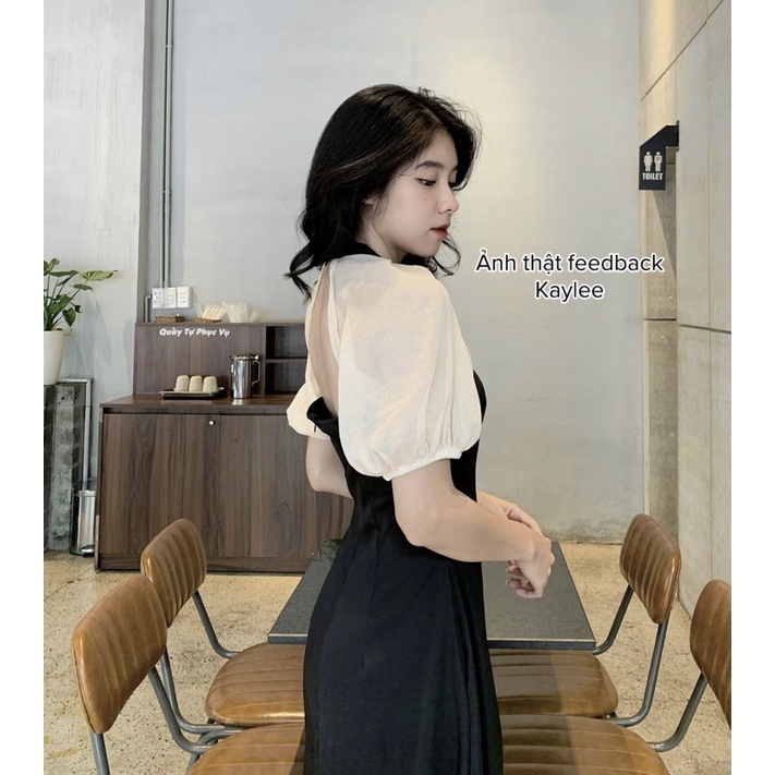 Váy Đầm Thiết Kế Tay Tơ Bồng Nhẹ Ôm Eo Tiểu Thư Chất Đẹp ảnh thật Kaylee