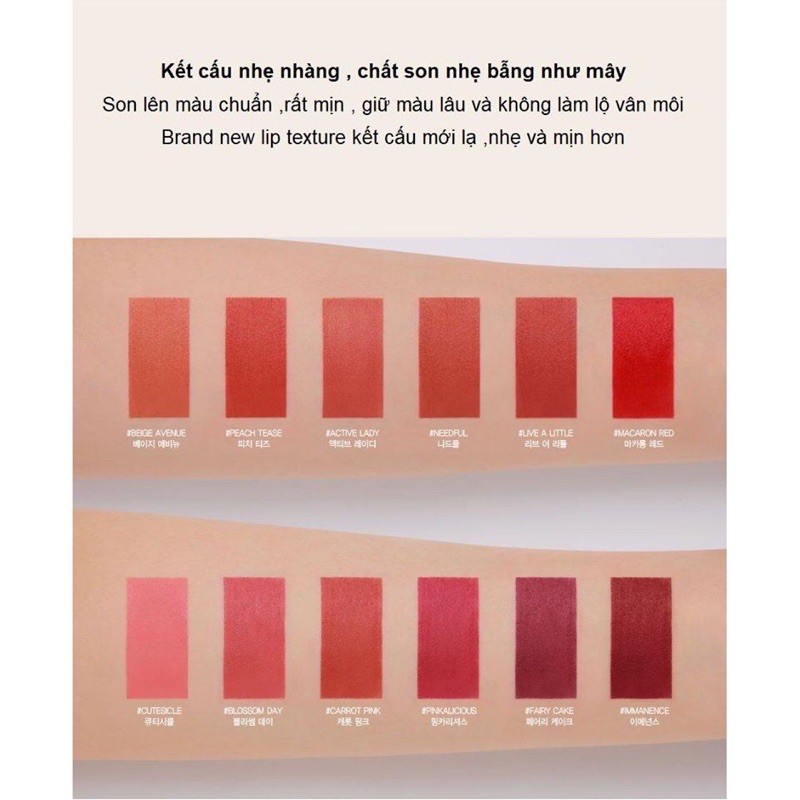 Son kem 3CE Cloud Lip Tint Hàn Quốc siêu hot hàng chuẩn chính hãng