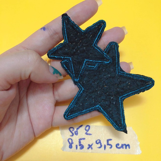 Hình thêu, sticker thêu ngôi sao kim sa màu