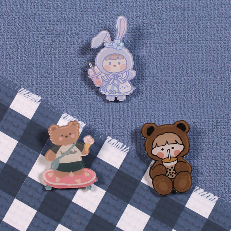 Ghim cài áo thiết kế hình hoạt hình phong cách Hàn Quốc dễ thương