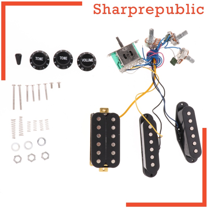 [SHARPREPUBLIC] Prewired 6 String Guitar Single Coil Pickup Humbucker Pickup Harness White