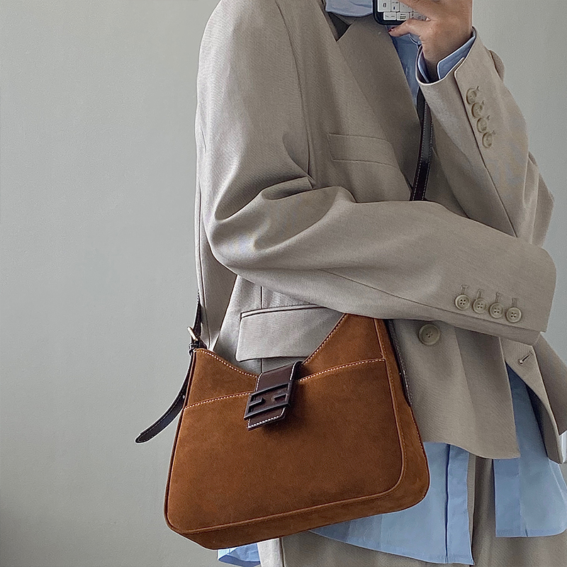 Túi Đeo Vai Bằng Da Lộn Phong Cách Cổ Điển Thời Trang