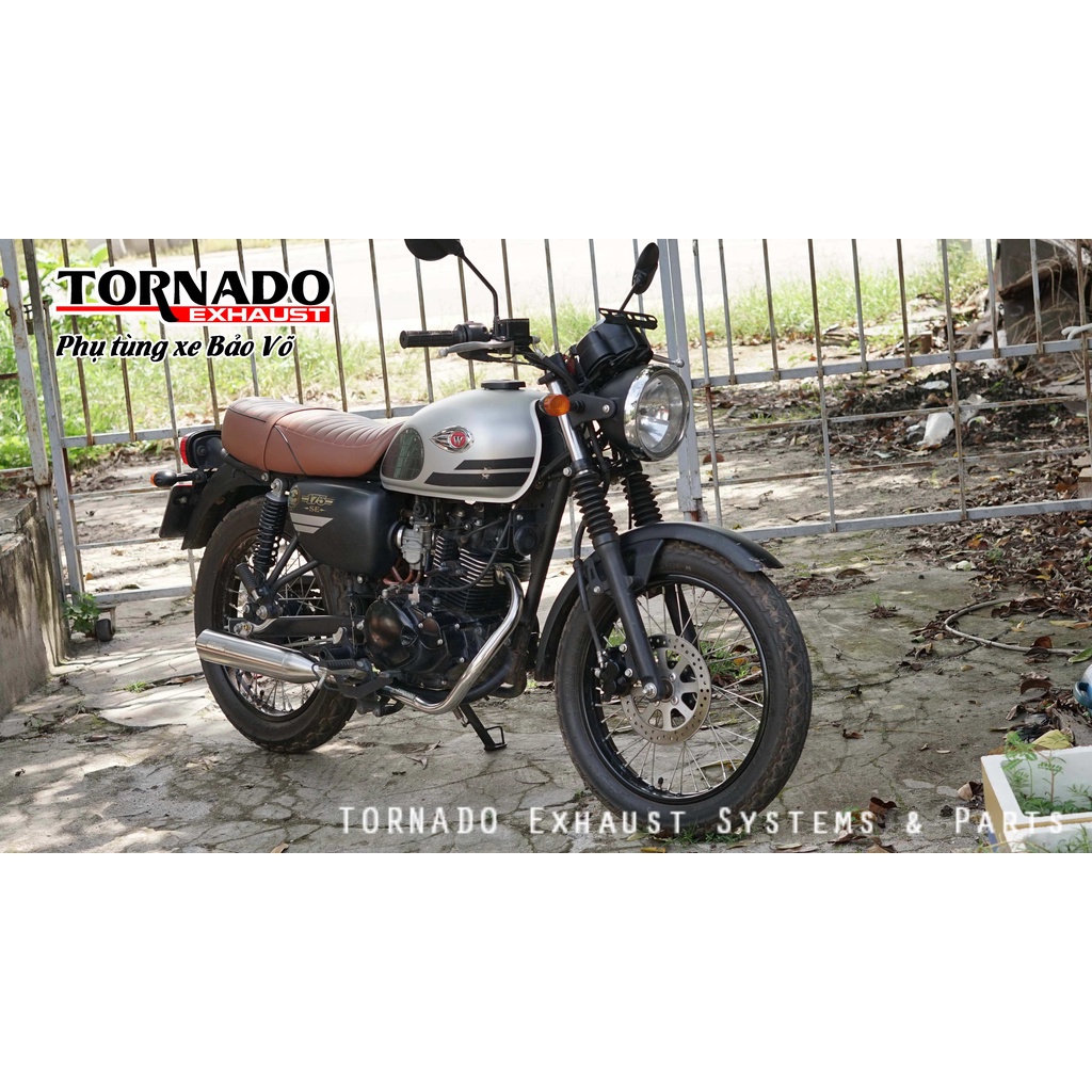Cổ pô Kawasaki w175 chất liệu TITAN VÀ INOX 304 thương hiệu TORNADO