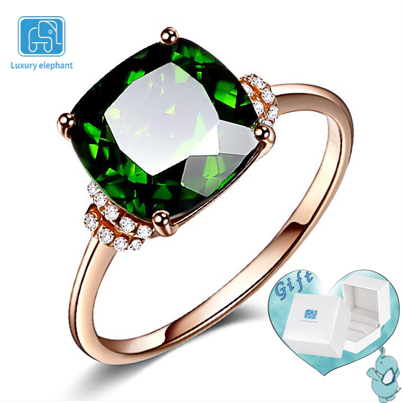 Luxury elephant Emerald Green Gem Rings Crystal Geometry Simplicity 18K Rose Gold Plated Ring for Women Jewelry Collection Accessories Friend Family Gifts Anniversary Party Birthday