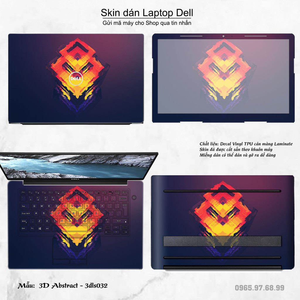 Skin dán Laptop Dell in hình 3D Color (inbox mã máy cho Shop)