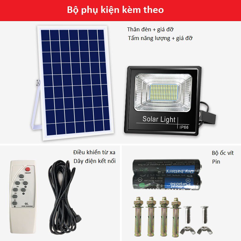 (mã giảm 15k)Đèn LED năng lượng mặt trời 200W, cảm biến ánh sáng, điều khiển từ xa, kháng nước, độ bền cao