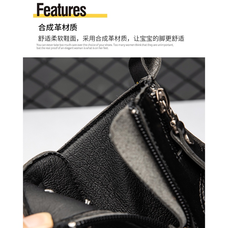 Giày Bốt Martin Bằng Da Bò Chống Trượt Chống Trơn Thời Trang Hàn Quốc Cho Trẻ Em