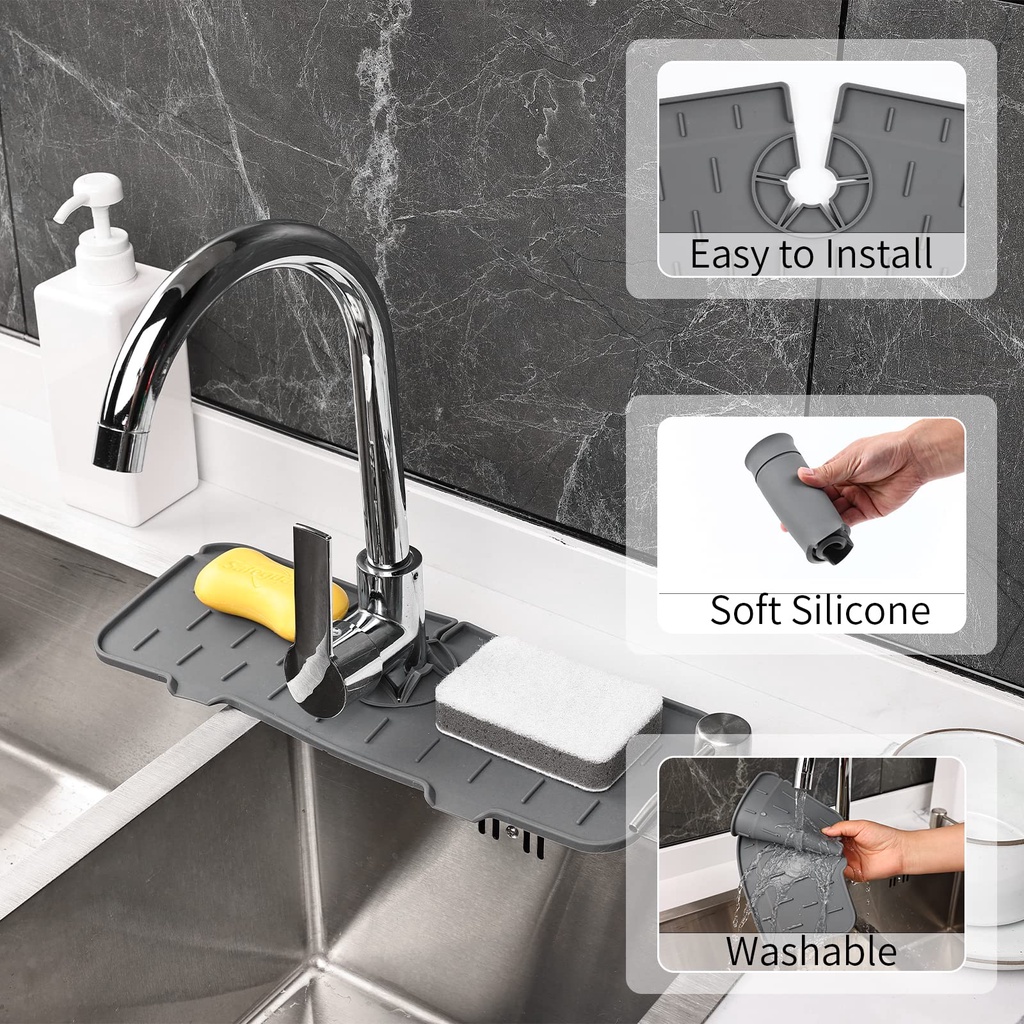 A-LIFE Thảm Silicone Gắn Vòi Nước Bồn Rửa Chén Chống Văng Nước