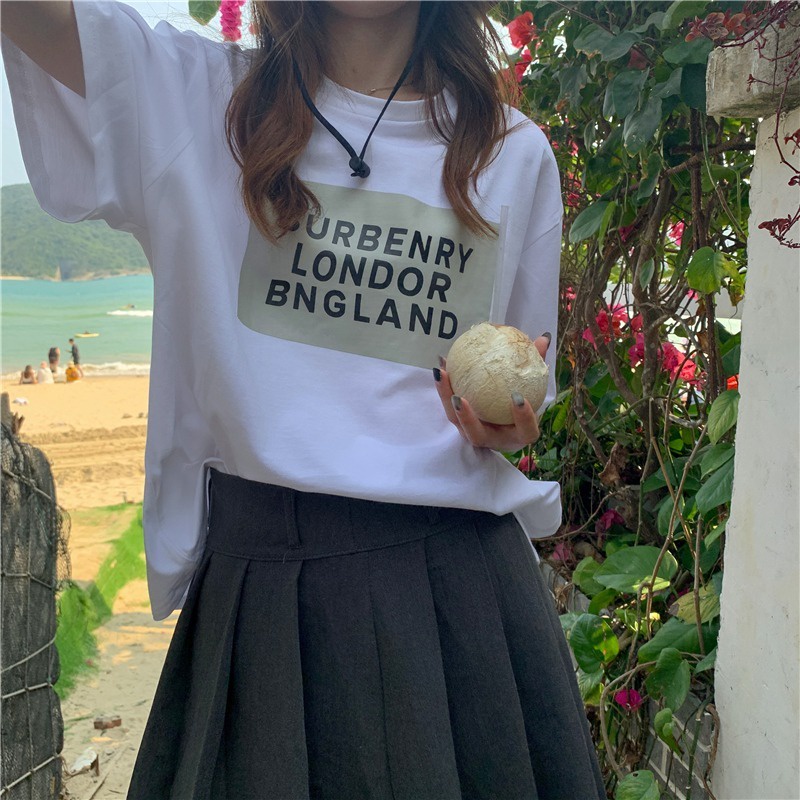 Áo thun NZN tay ngắn cổ tròn dáng rộng in chữ thoải mái thời trang mùa hè