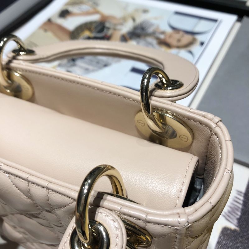 Túi xách đeo chéo nữ da thật dáng vuông đứng quai xách gắn logo CD Dior