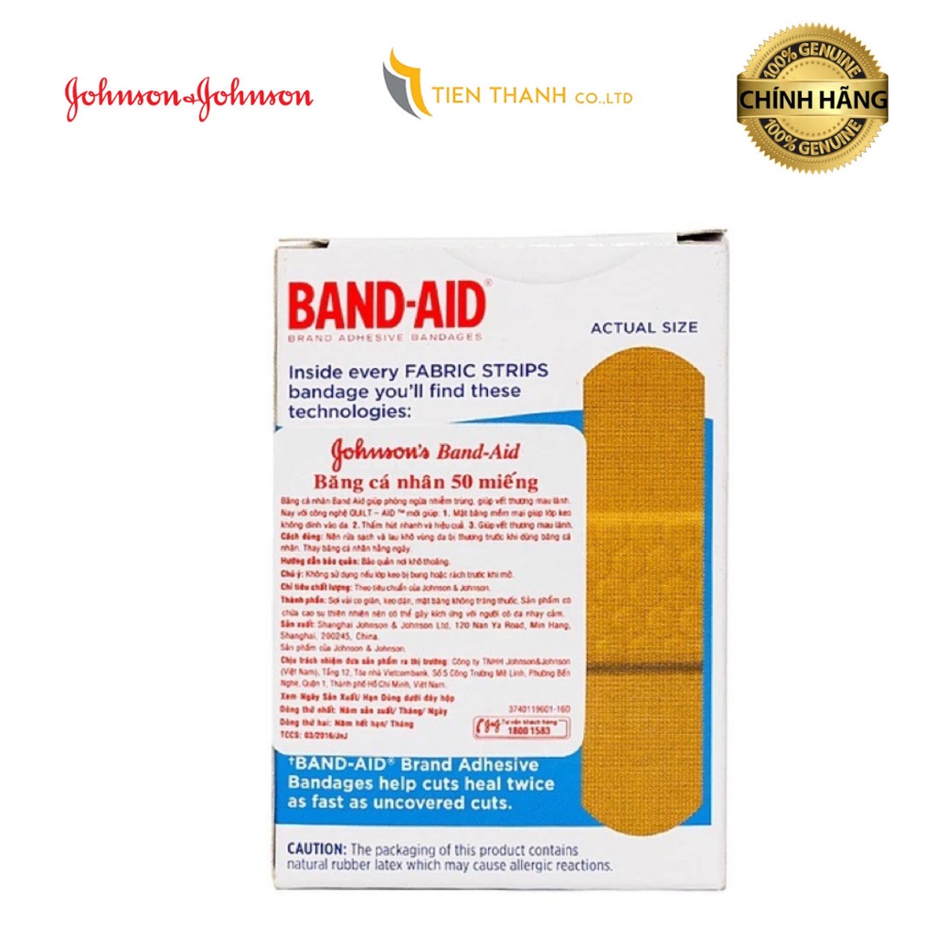 Hộp Băng Cá Nhân Band-Aid (1 hộp gồm 50 miếng)- Hàng chính hãng.