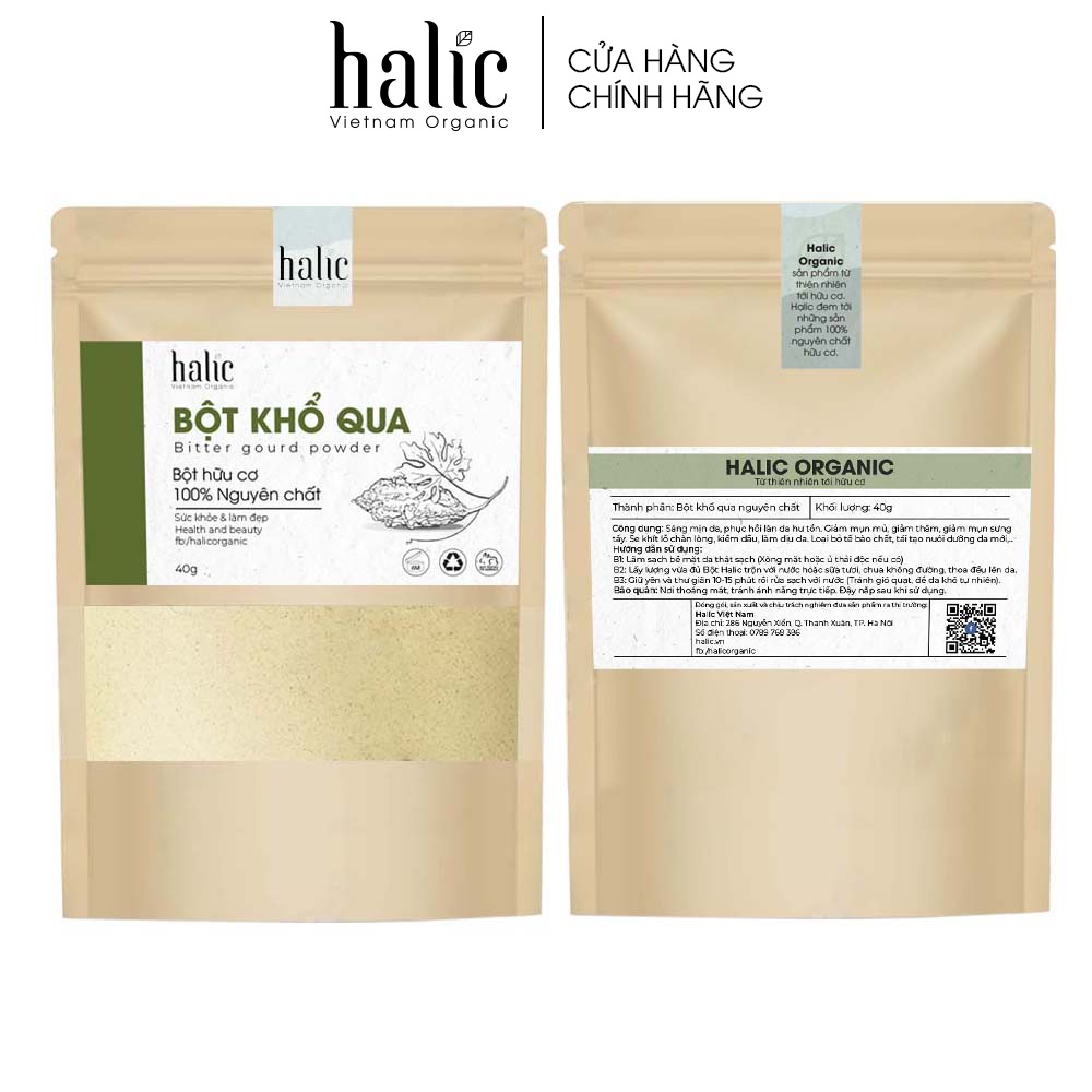 Bột Khổ Qua nguyên chất Halic Organic 40G đắp mặt nạ giảm mụn, mờ thâm nám, chống lão hóa và se khít lỗ chân lông