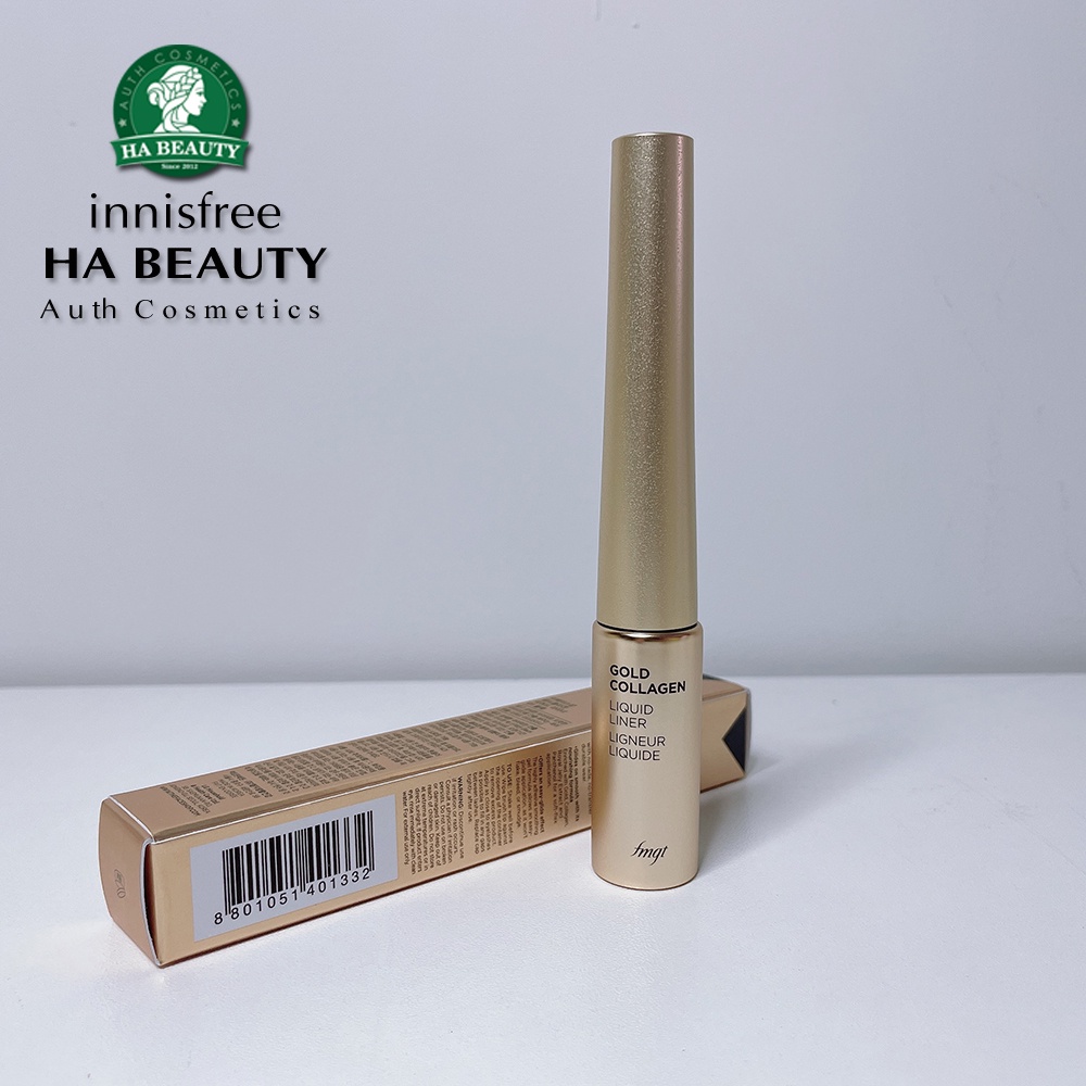 Kẻ mắt nước The Face Shop mếm mịn đầu cọ mảnh fmgt Gold Collagen Liquid Liner Black 5.5g lâu trôi không lem