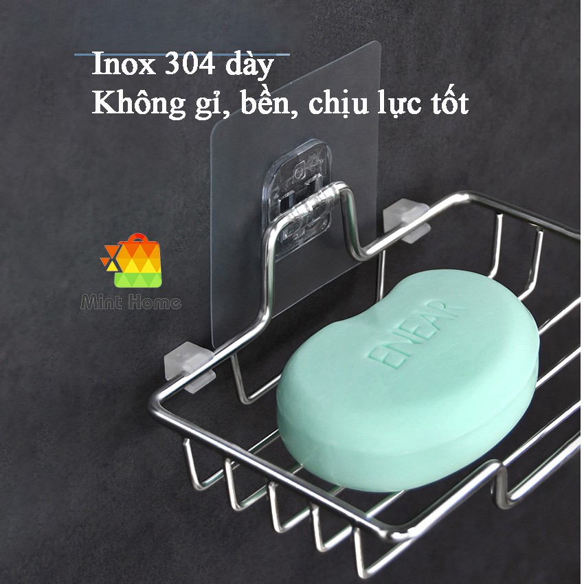 Giá kệ để đựng xà phòng, xà bông, treo đồ nhà tắm, nhà vệ sinh inox 304 dán tường thông minh đa năng