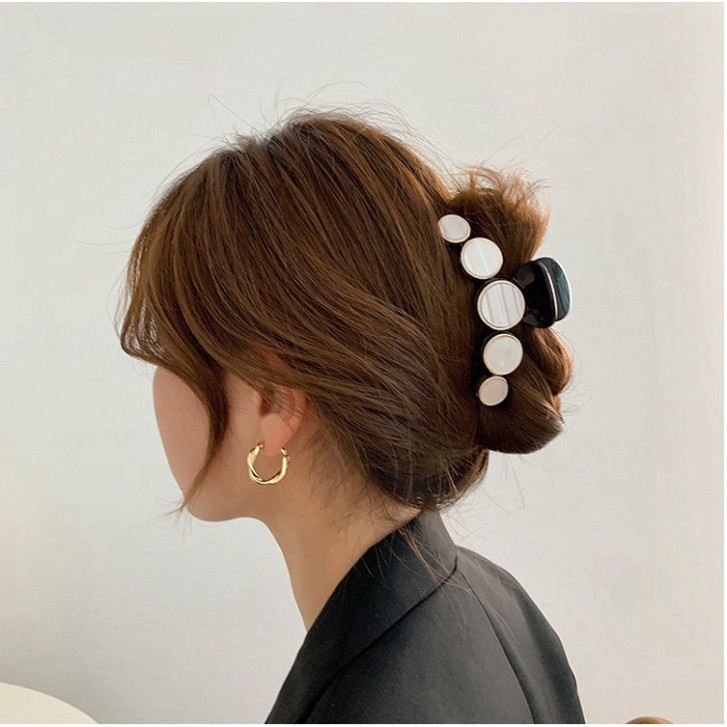 Kẹp tóc acrylic thiết kế mặt đá dành cho nữ theo phong cách Hàn Quốc