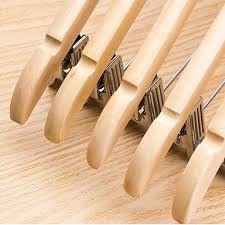 Combo 10 Móc gỗ vàng thanh ngang inox HÓT  treo sét-bộ, kẹp quần áo ống chân váy Đẳng cấp