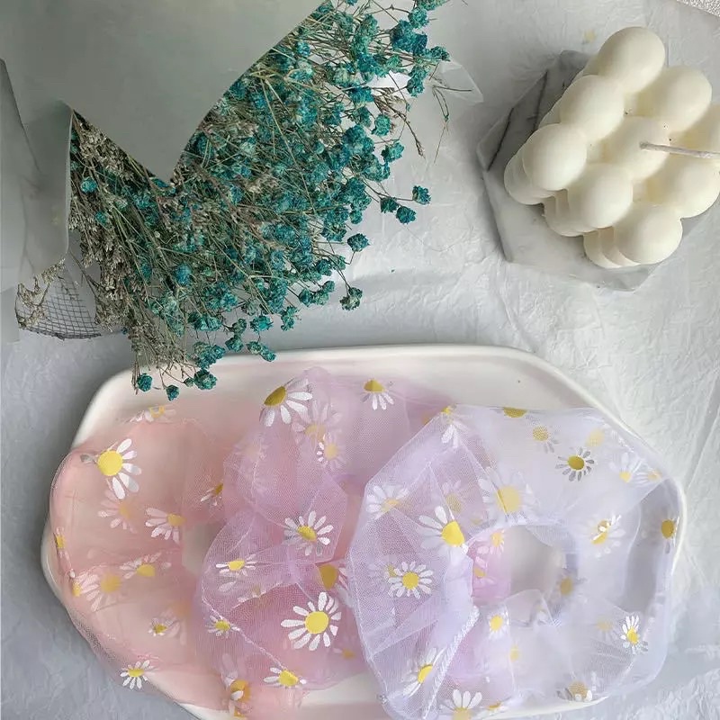 🌼 Vải voan lưới in hoa cúc 🌼