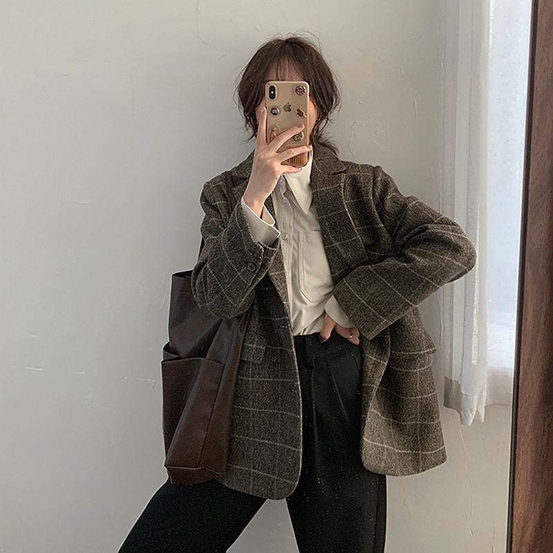 Áo sơ mi nữ SUXI dài tay thiết kế đơn giản vintage thời trang