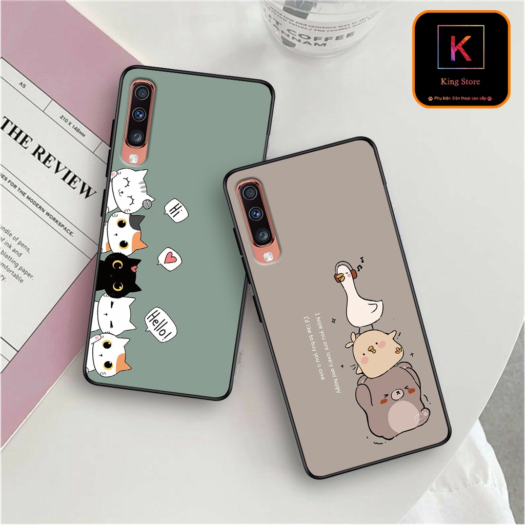 Ốp lưng Samsung A7 2018 - Samsung A9 2018 - Ốp in hình Cat&amp;Bear đáng yêu - Chất liệu TPU siêu bền, bảo vệ máy