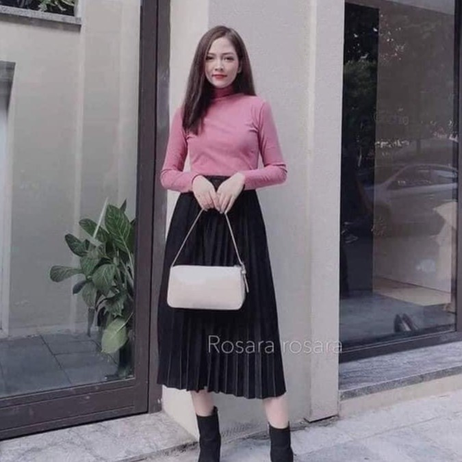 Áo Thun Giữ Nhiệt Nữ Motie Trơn, Áo Len Cổ Lọ Siêu Ấm, Co Giãn 4 Chiều Túi Zip , Áo Nữ Cổ 3 Phân Dài Tay [HÀNG LOẠI 1] | BigBuy360 - bigbuy360.vn