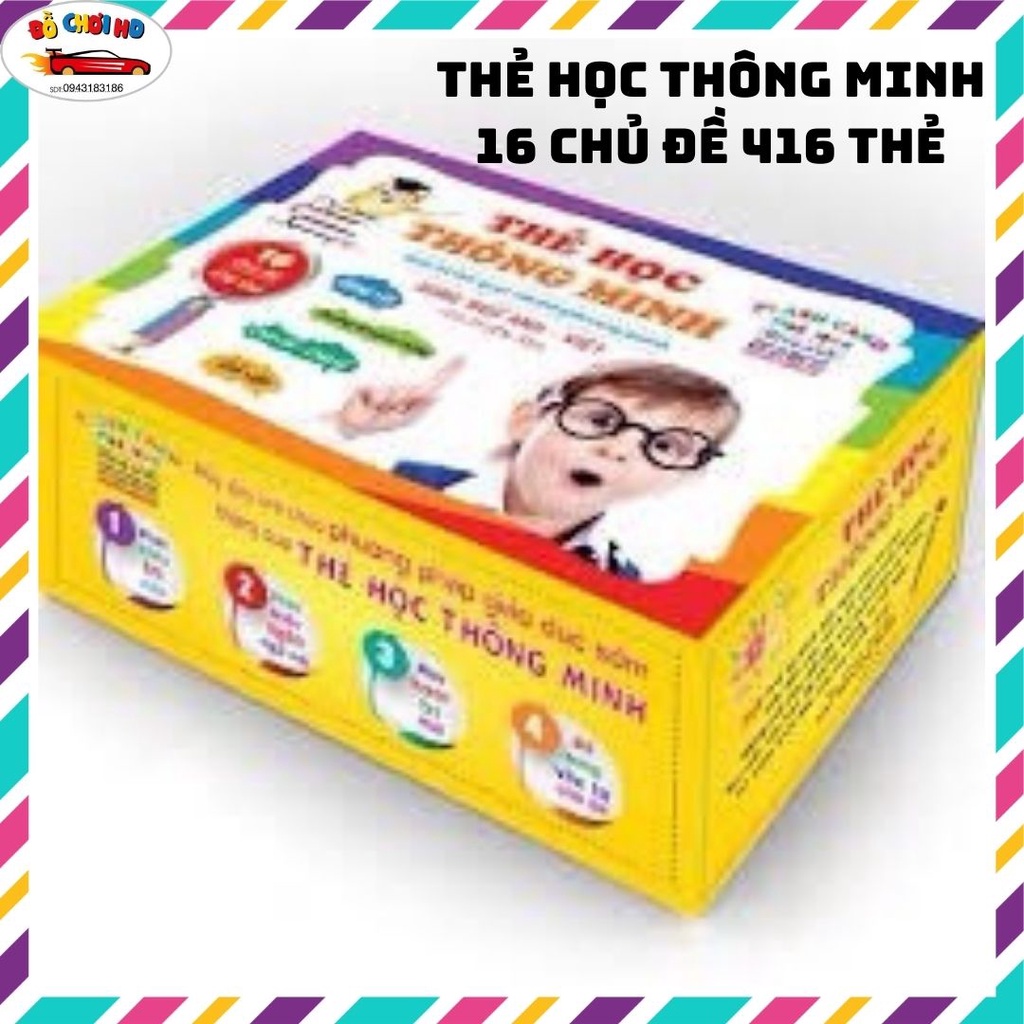 Bộ thẻ học thông minh 16 chủ đề song ngữ Anh Việt cho bé, đồ chơi giáo dục