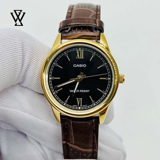 Đồng Hồ Quartz Nữ Casio WATCHSTORE LTP-V005GL-1B2UDF Thiết Kế Mặt Kính Khoáng 28mm, Dây Da Cổ Điển