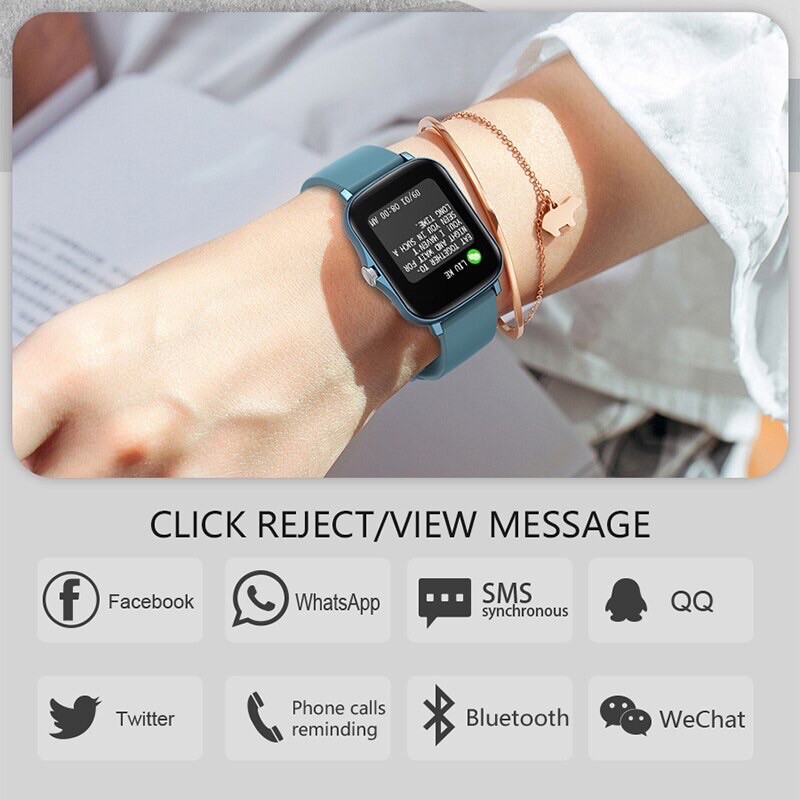Đồng hồ thông minh Smartwatch HAFU P8 plus thông báo facebook zalo theo dõi nhịp tim thay ảnh nền