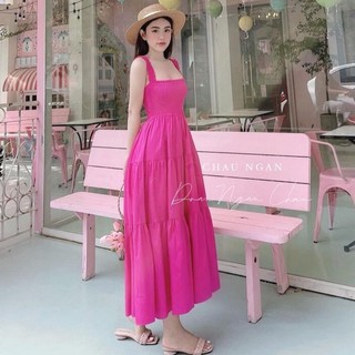 Váy đầm maxi 2 dây nhiều màu sắc bản to