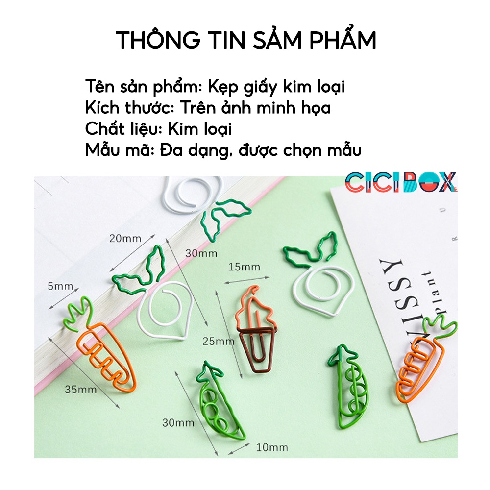 Ghim kẹp giấy cute Kẹp giấy văn phòng phẩm Phim hoạt hình dễ thương ghim giữ giấy hoa quả CICIBOX