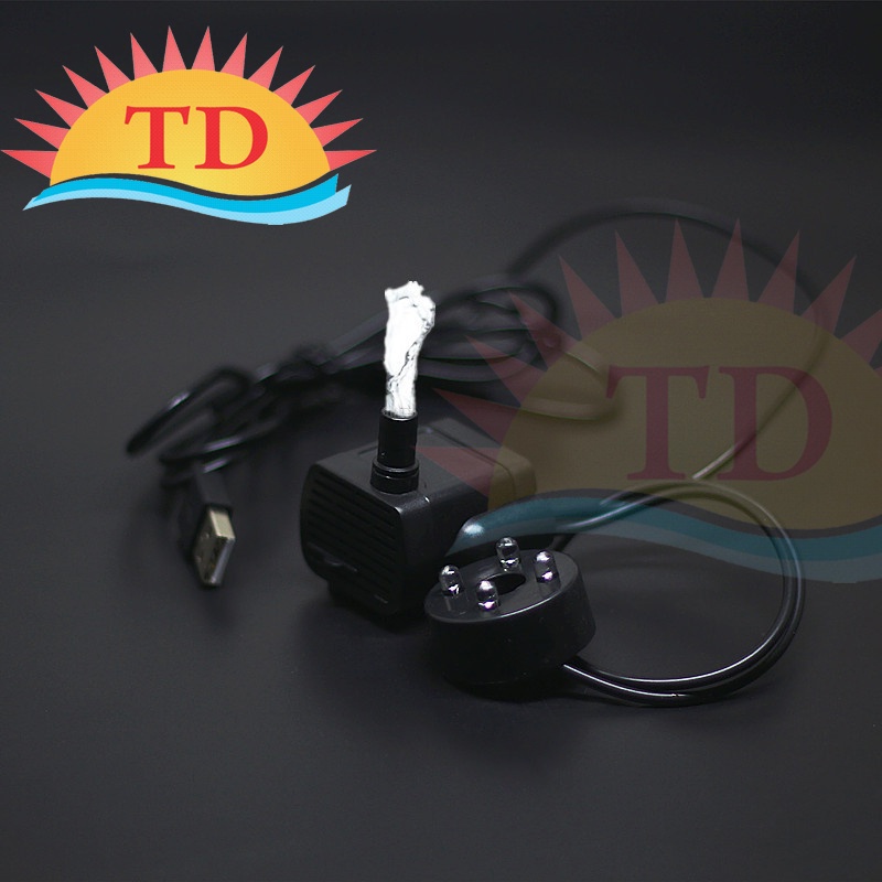 Máy Bơm chìm mini cho Bể Cá, thác nước phong thủy 3W 4 đèn Led cỏng nguồn USB 5vol