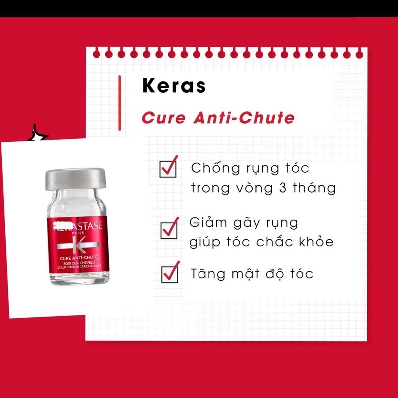 Huyết thanh giảm rụng tóc và hỗ trợ mọc Kerastase cure anti chute 1 lọ 6ml