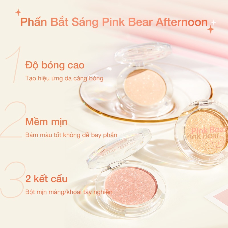 Phấn Bắt Sáng Highlight Pink Bear Afternoon Trang Điểm Tiện Dụng 4 Màu 4.6g | BigBuy360 - bigbuy360.vn
