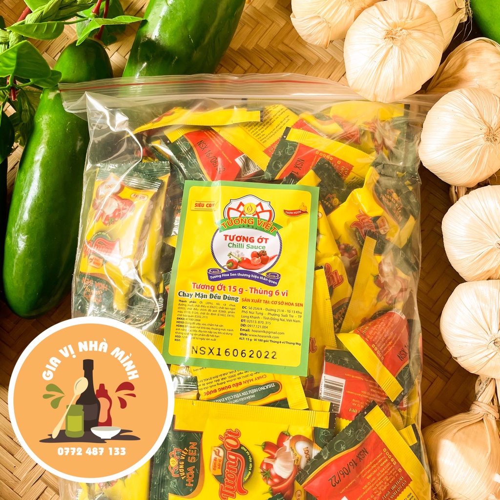 TƯƠNG ỚT  DẠNG GÓI  MÀU HOA SEN 15GR/100GÓI/LÓC
