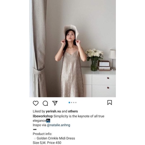 Váy 2 dây nhũ vàng libe size S