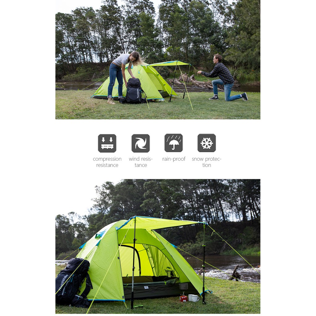 [Mã MASK2630K giảm 15% tối đa 30K đơn từ 99K] Lều 2 người naturehike P Series Aluminum Poles Tent Graphic