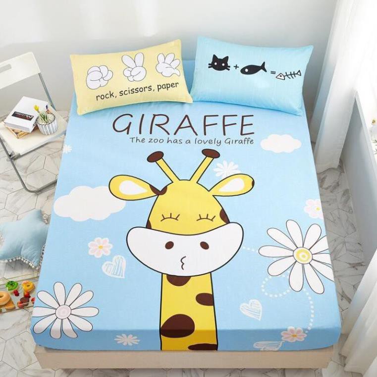 Drap giường cotton , ga trải giường cotton 3D họa tiết ngộ nghĩnh cho bé tặng kèm 2 vỏ gối