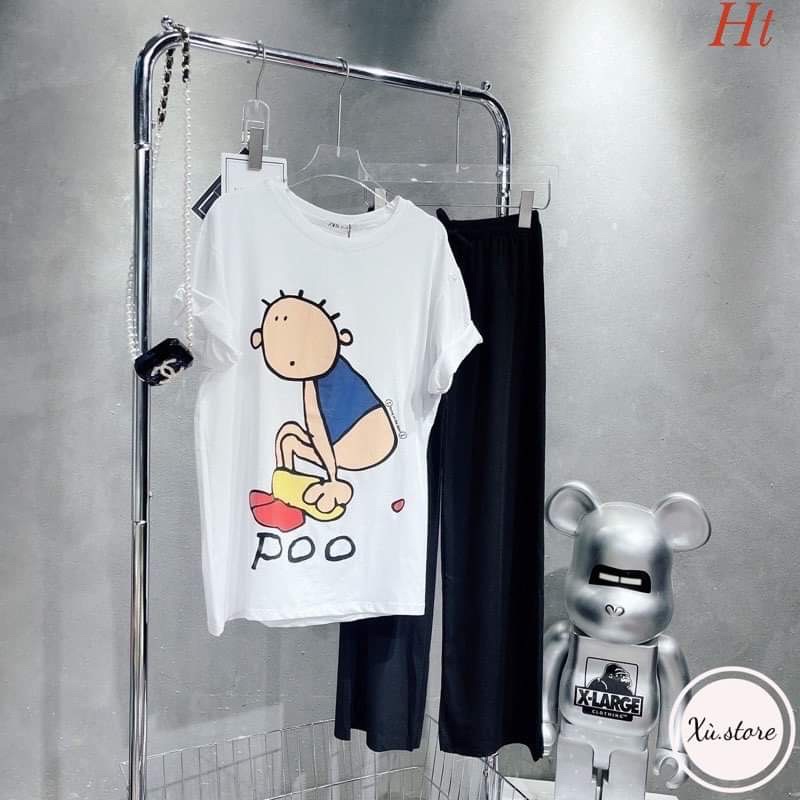 Bộ cậu bé Poo quần xuông đen H2B878