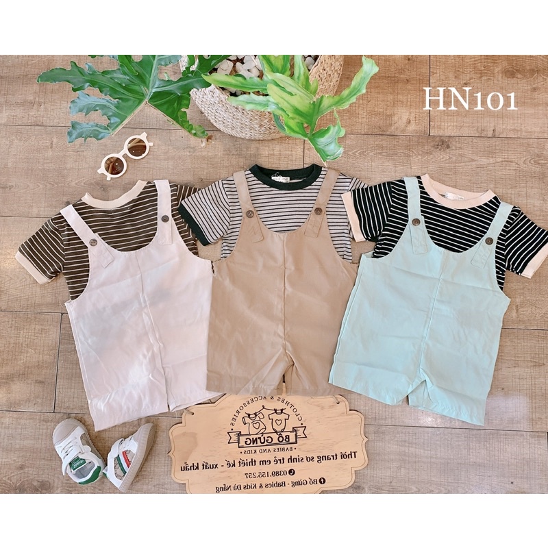 bộ áo kẻ sọc yếm ka ki