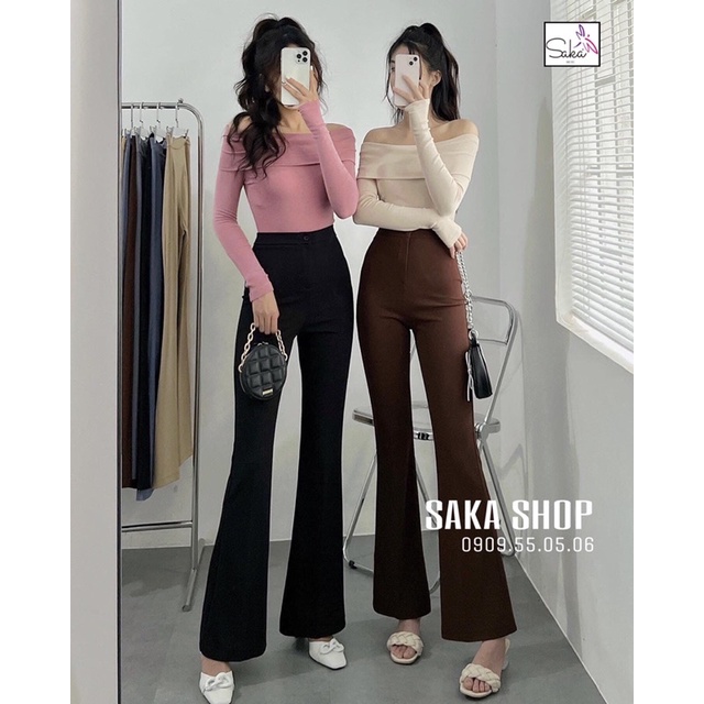 Quần tây công sở nữ ống loe ống đứng vải tuyết mưa