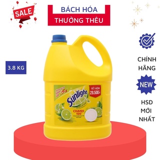 Nước rửa chén Sunlight Chanh mới sạch nhanh xả bọt nhanh chai 3.8kg