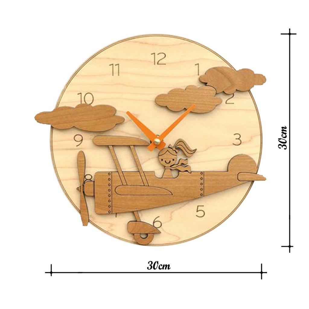 Đồng hồ treo tường trang trí kim trôi phong cách hiện đại đẹp hình máy bay UMASO [Tặng kèm móc treo và Pin]